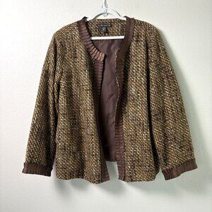 Scott Taylor‎ Blazer Jacket Womens Plus Size 2X Brown Open Front Acrylic Wool